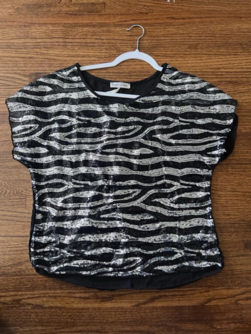 Body Central Black & Silver Zebra Print Sequins
